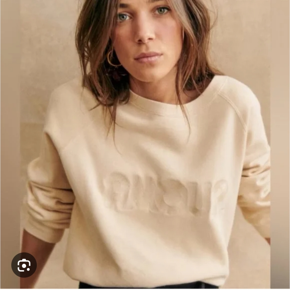 Sezane Amour Sweatshirt Ficelle Cream Size M